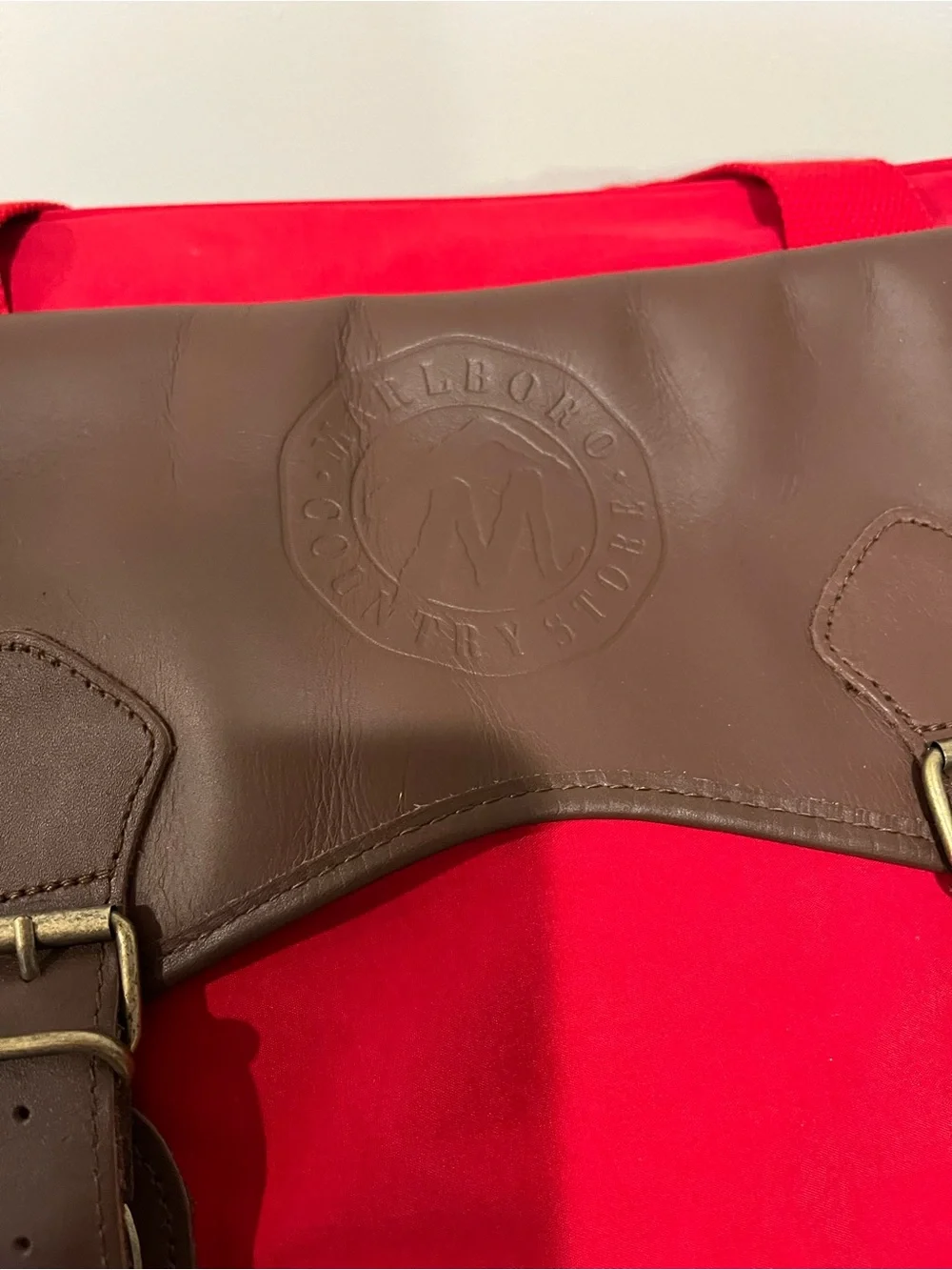Marlboro Brown Trim Red Travel Duffel Bag / Travel Bag. Vintage.